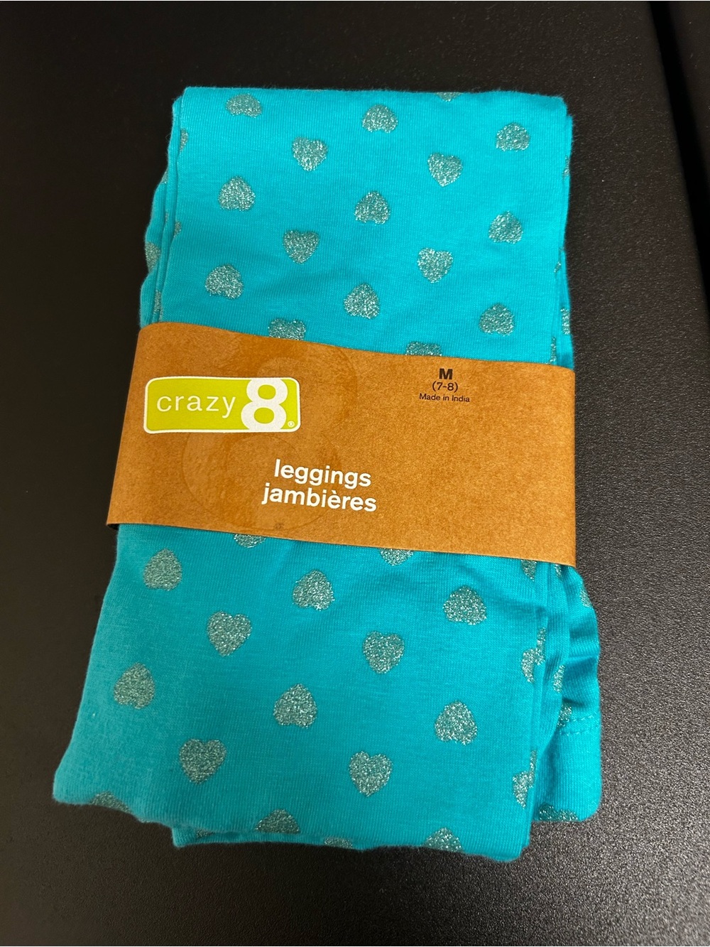 Crazy 8 Teal Leggings with Silver Glitter Hearts